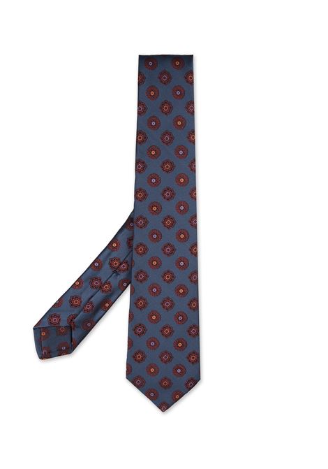 KITON Cravatta Blu Con Pattern Multicolore - KITON