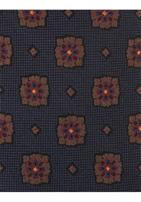 Night Blue Tie With Geometric-Floral Pattern KITON | UCRVKRC01L9101/000