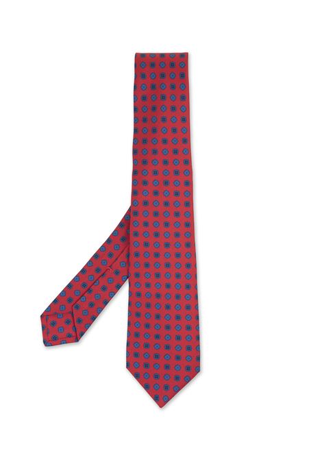 Red Tie With Blue Micro Pattern KITON | UCRVKRC02L1105/001