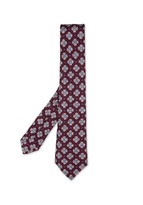 Burgundy Silk Tie With Multicolour Pattern KITON | UCRVKRC02L4906/000