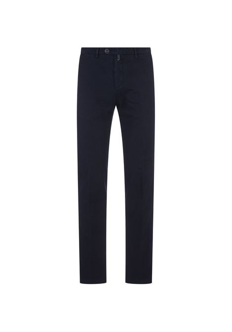 Pantaloni Straight-Leg In Cotone e Cashmere Blu Scuro KITON | UFPP79K0102F09/000