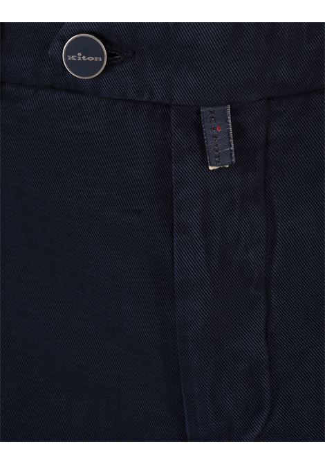 Pantaloni Straight-Leg In Cotone e Cashmere Blu Scuro KITON | UFPP79K0102F09/000