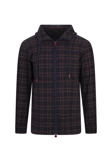 Blue and Red Check Zip-Up Hoodie KITON | UMC010H0907402/000