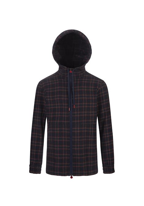 Blue and Red Check Zip-Up Hoodie KITON | UMC010H0907402/000