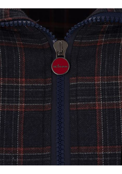 Blue and Red Check Zip-Up Hoodie KITON | UMC010H0907402/000