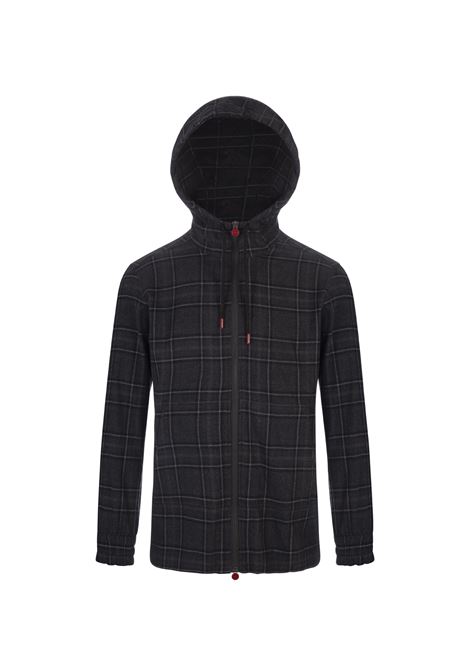 Blue and Grey Check Zip-Up Hoodie KITON | UMC010H0907604/000