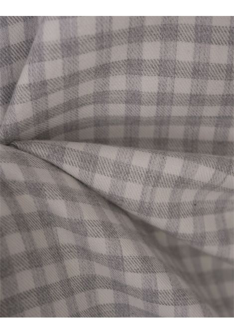 Camicia Bianca Con Motivo a Quadretti Grigio KITON | UMC016H0903301/000