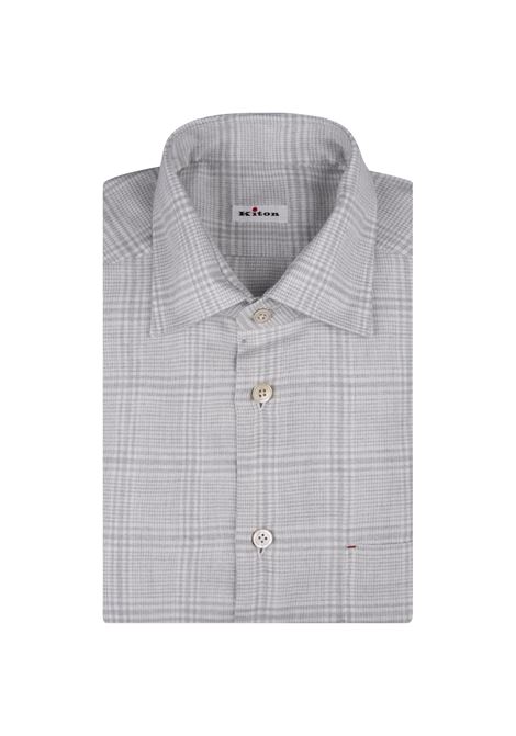 Camicia Nerano In Flanella Pied-De-Poule Grigia KITON | UMCNERH0903302/000