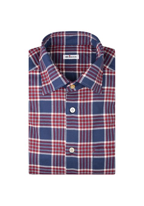 Camicia a Quadri Rossa e Blu KITON | UMCNERH0909907/000