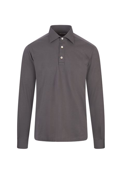 Polo a Maniche Lunghe In Jersey Grigio KITON | UMCPOSH0900010/000