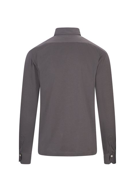 Grey Jersey Long-Sleeved Polo Shirt KITON | UMCPOSH0900010/000