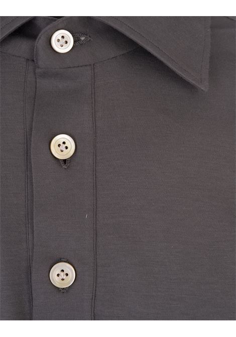 Polo a Maniche Lunghe In Jersey Grigio KITON | UMCPOSH0900010/000