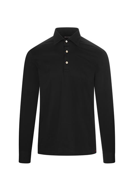 Polo a Maniche Lunghe In Jersey Nero KITON | UMCPOSH0900012/000