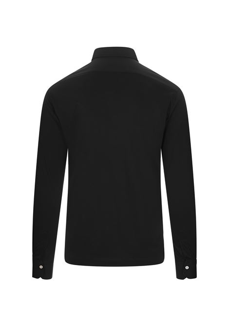 Black Jersey Long-Sleeved Polo Shirt KITON | UMCPOSH0900012/000