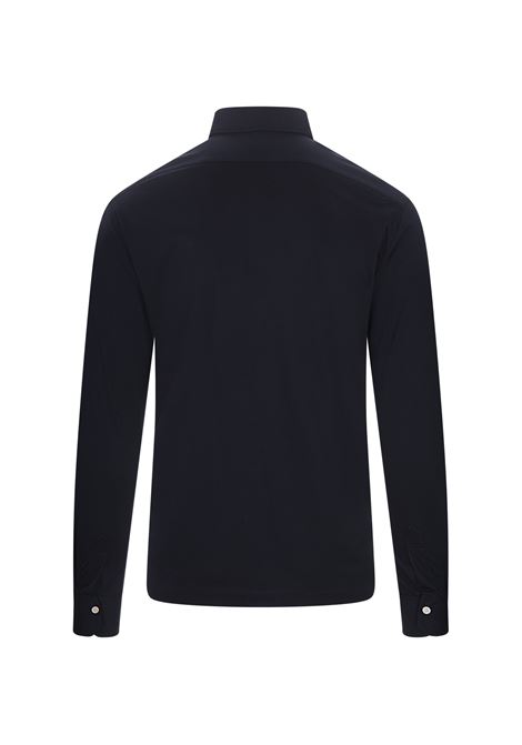 Long-Sleeved Polo Shirt In Navy Blue Jersey KITON | UMCPOSK06R4911/01B