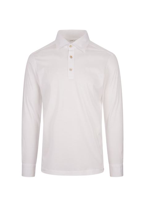 KITON Polo A Maniche Lunghe In Jersey Bianco - KITON