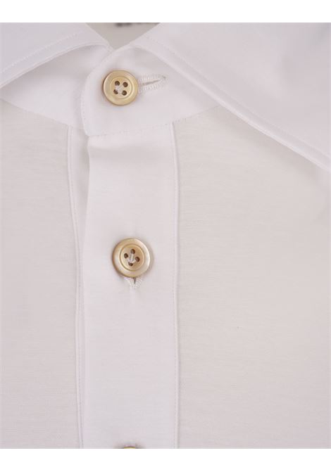 Long-Sleeved Polo Shirt In White Jersey KITON | UMCPOSK06R4912/01S