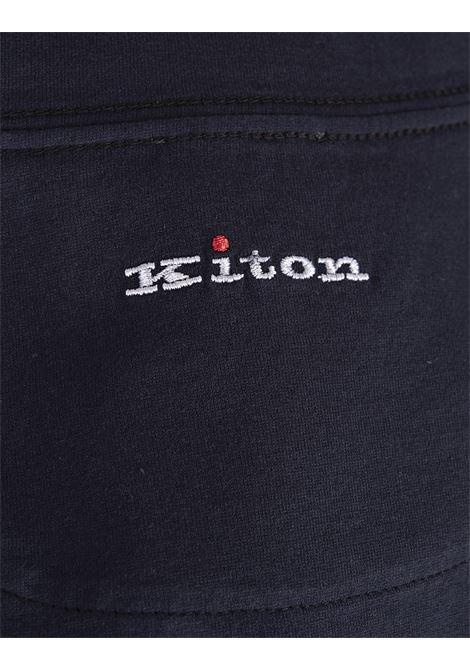 Dark Blue Classic T-Shirt With Back Logo KITON | UMK041103/003