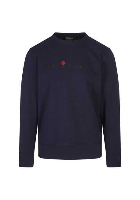 Blue Crew Neck Sweatshirt With Logo KITON | UMK041210/000