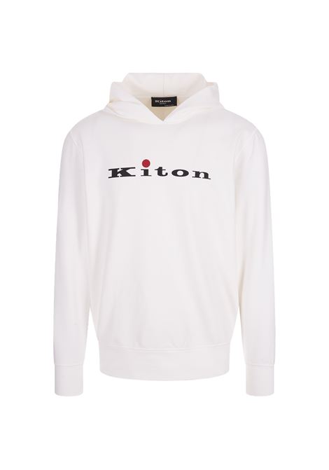 Felpa Con Logo e Cappuccio Bianca KITON | UMK041301/001