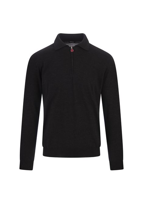 Anthracite Knitted Polo with Zip KITON | UMKX05Z1091/000