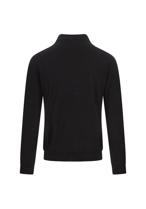 Anthracite Knitted Polo with Zip KITON | UMKX05Z1091/000