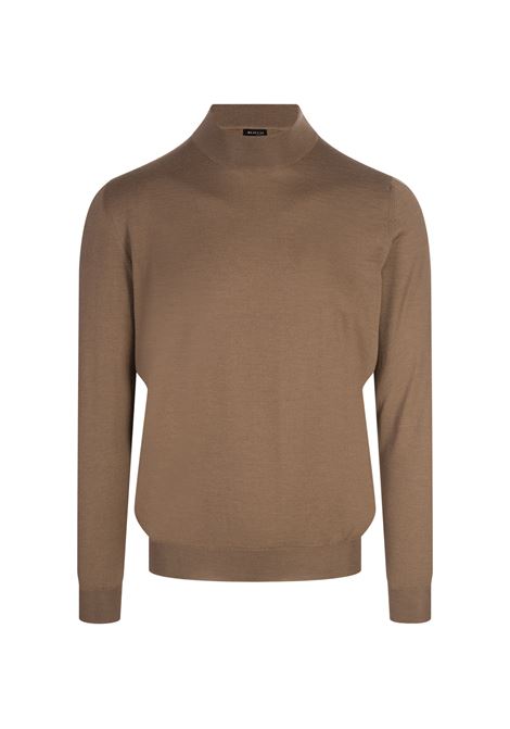 Camel Silk and Cashmere Mock-Neck Pullover KITON | UMKXX0336HE/000