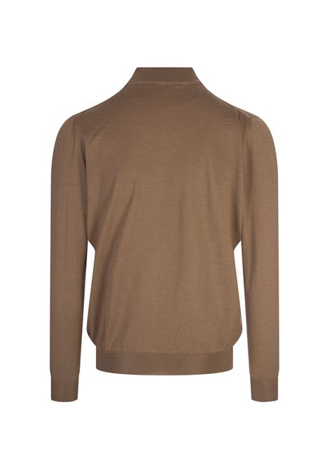 Camel Silk and Cashmere Mock-Neck Pullover KITON | UMKXX0336HE/000