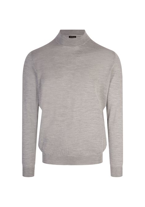 Grey Silk and Cashmere Mock-Neck Pullover KITON | UMKXX03990/000