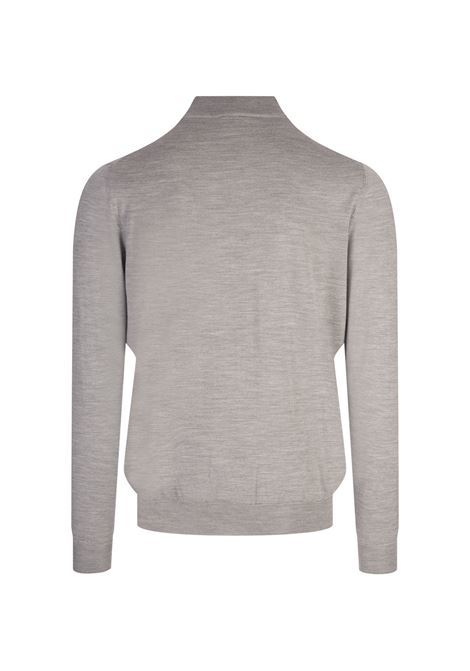 Grey Silk and Cashmere Mock-Neck Pullover KITON | UMKXX03990/000