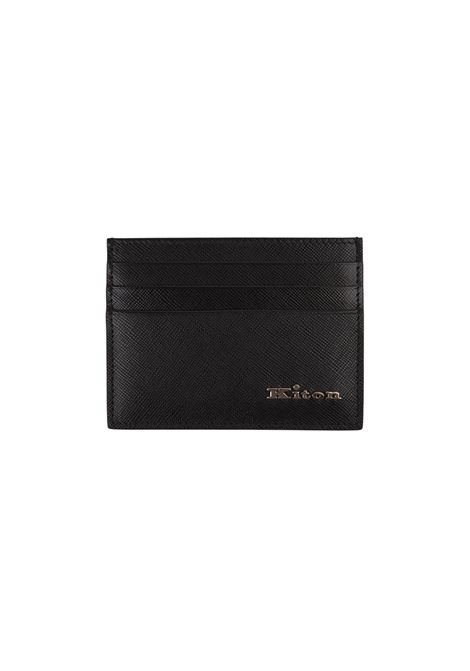 Black Card Holder With Silver Logo KITON | UPEA010N0100301/00H