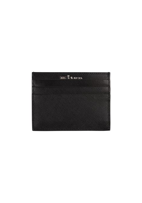 Black Card Holder With Silver Logo KITON | UPEA010N0100301/00H