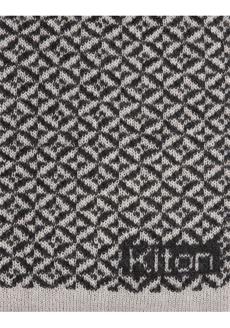 Black Cashmere Scarf With Jacquard Pattern KITON | USCIACK0242F04/000