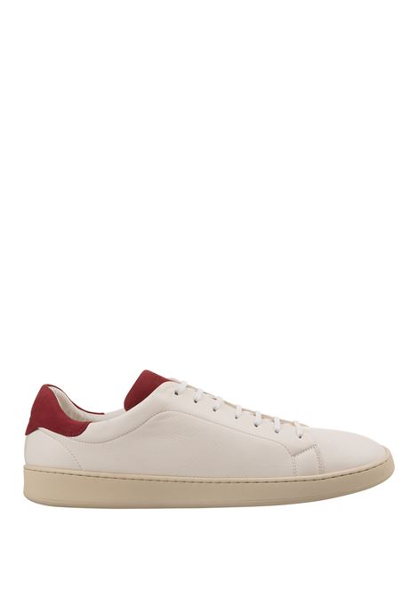 Sneakers In Pelle Bianca Con Dettagli Rossi KITON | USSA067N0111501/001