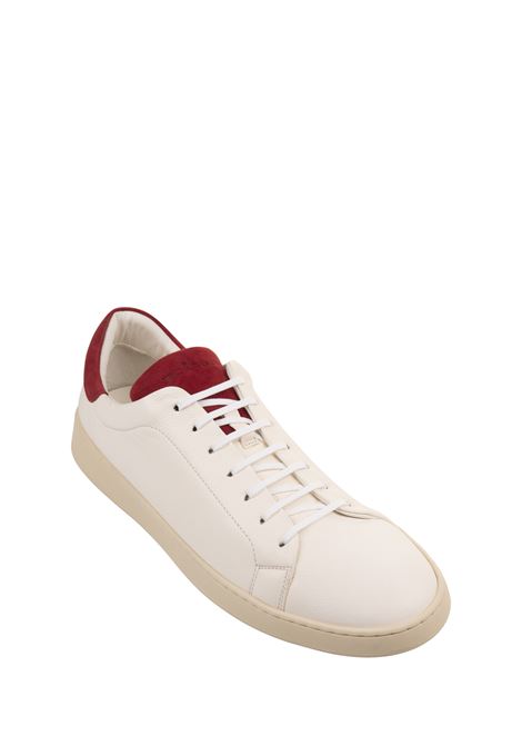 White Leather Sneakers With Red Details KITON | USSA067N0111501/001