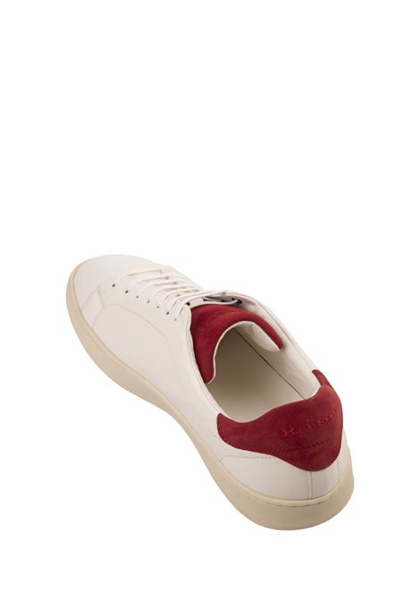 Sneakers In Pelle Bianca Con Dettagli Rossi KITON | USSA067N0111501/001