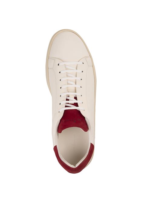 White Leather Sneakers With Red Details KITON | USSA067N0111501/001