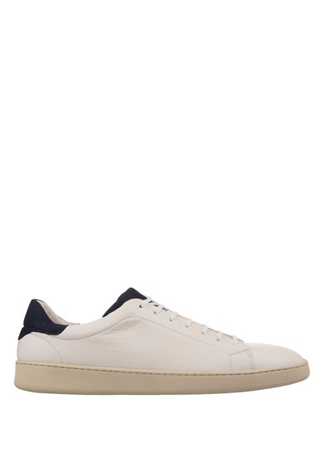 Sneakers In Pelle Bianca Con Dettagli Blu KITON | USSA067N0111503/001