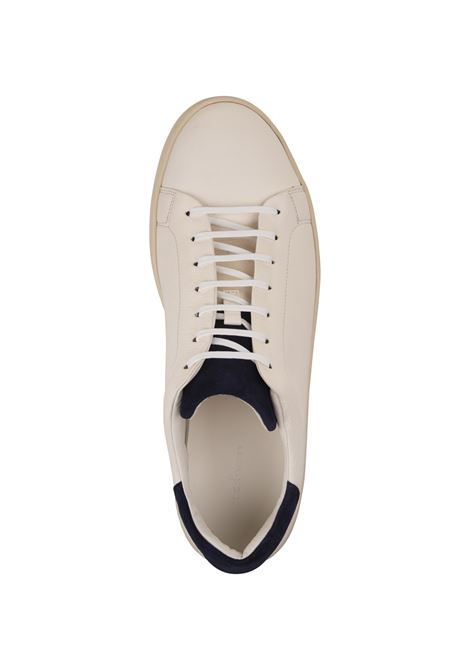 White Leather Sneakers With Blue Details KITON | USSA067N0111503/001