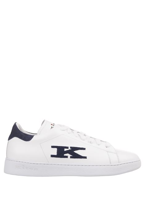White and Blue Sneakers With Logo KITON | USSA068N0108106/001