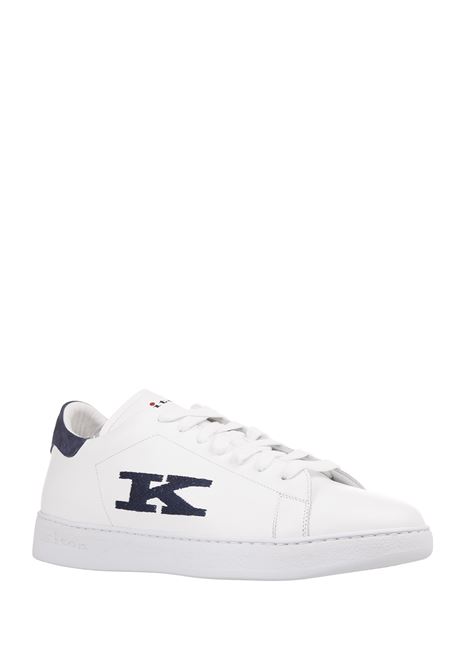 Sneakers Bianche e Blu Con Logo KITON | USSA068N0108106/001