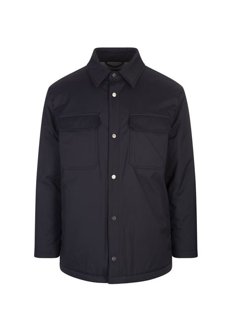 Night Blue Nylon Shirt Style Padded Jacket KITON | UW1884V0440F07/001