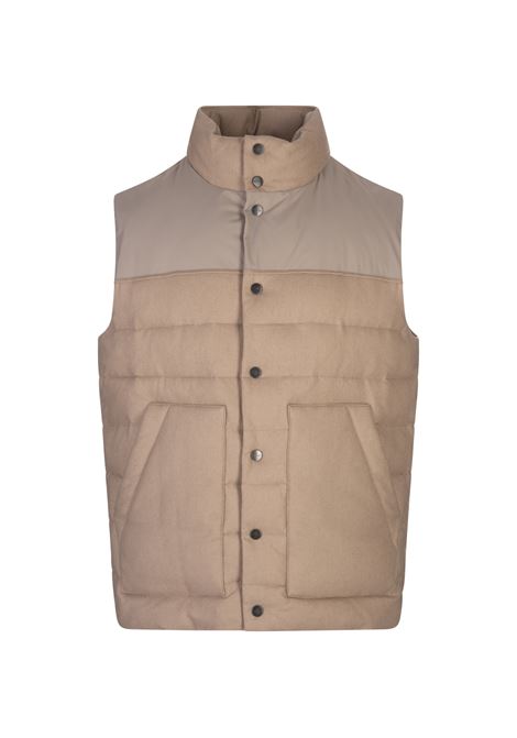 KITON Gilet Imbottito In Cashmere Trapuntato Beige - KITON