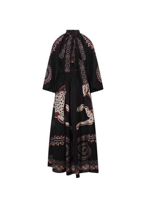 Athena Dress In Gattopardo Plac?e Black in Silk Voile LA DOUBLE J | DRE0618-SIL009GAT01BL01