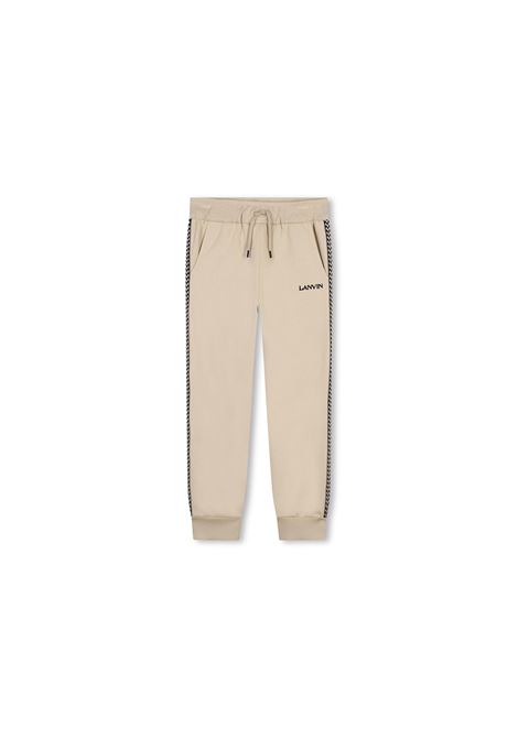 Joggers Beige Con Logo e Motivo Curb Sui Lati LANVIN ENFANT | N30125258