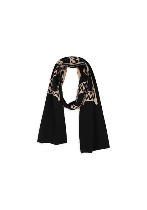 Beige and Black Hat and Scarf Set with Maxi Logo LANVIN ENFANT | N30126M92