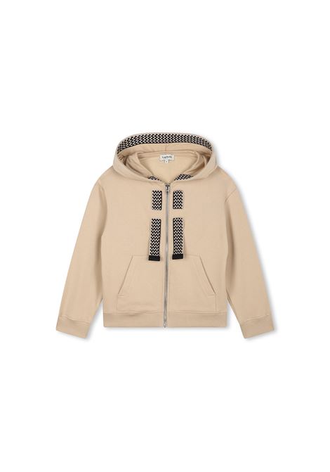 Beige Zip-Up Hoodie With Logo and Curb Motif LANVIN ENFANT | N30137258