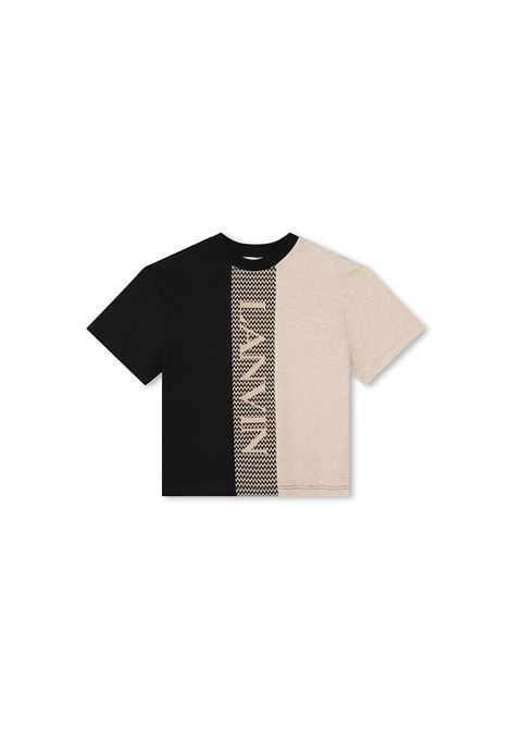 Two-Tone T-Shirt With Curb Motif and Lanvin Logo LANVIN ENFANT | N30143M92