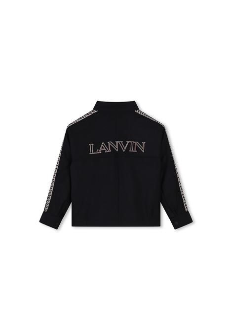 Black Lightweight Jacket with Logo and Curb Motif LANVIN ENFANT | N3014909B