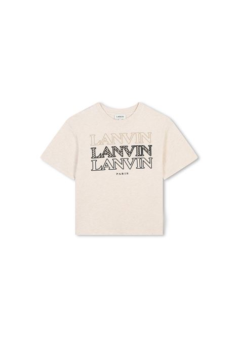 T-Shirt Bianco Panna Con Triplo Logo LANVIN ENFANT | N30151B51